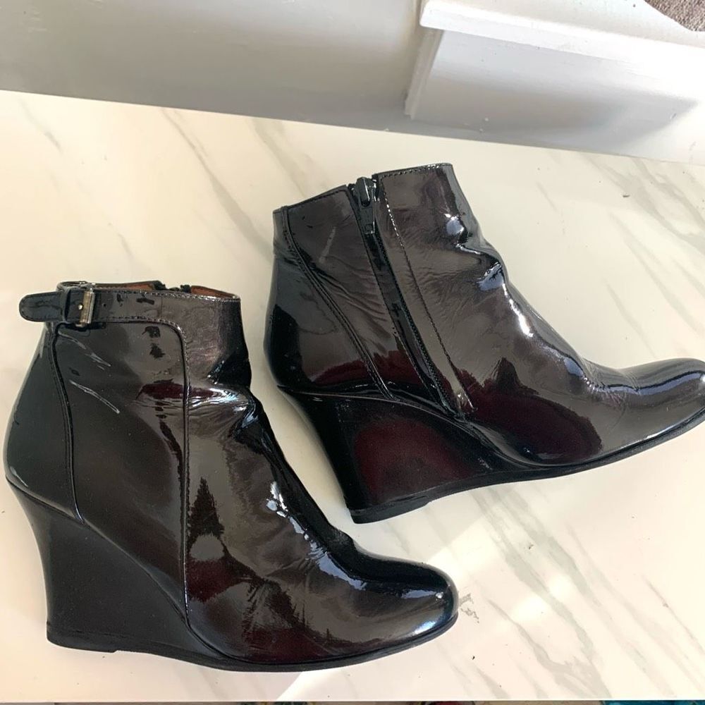 LANVIN Paris wedge ankle boots booties sz 6 womens